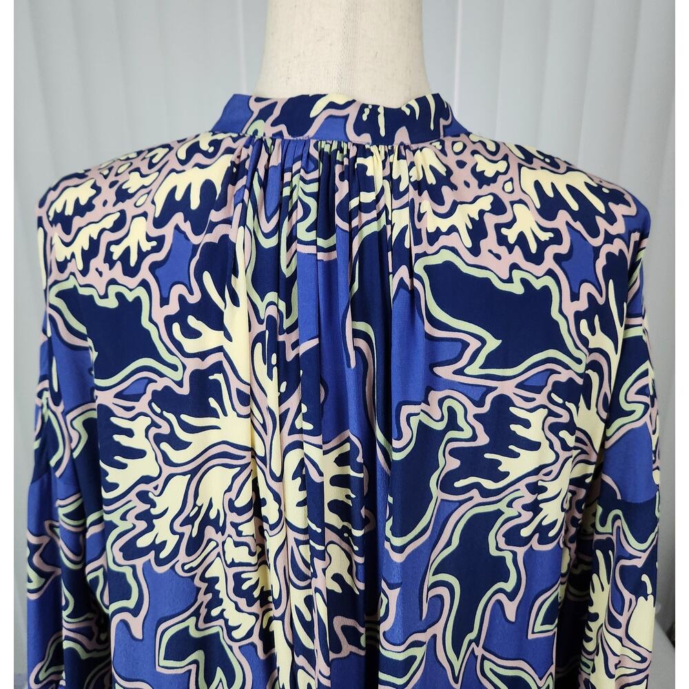 Closed Emily Maxi Dress Oversized Silk Blend Blue Abstract Print Size XXS NWOT - Picture 7 of 16